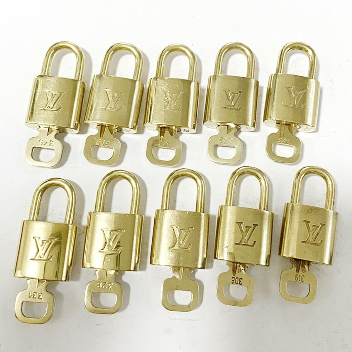 LOUIS VUITTON LV 10 SET PADLOCK KEY BAG CHARM CADENA GOLD-PLATED FRANCE 35MT225