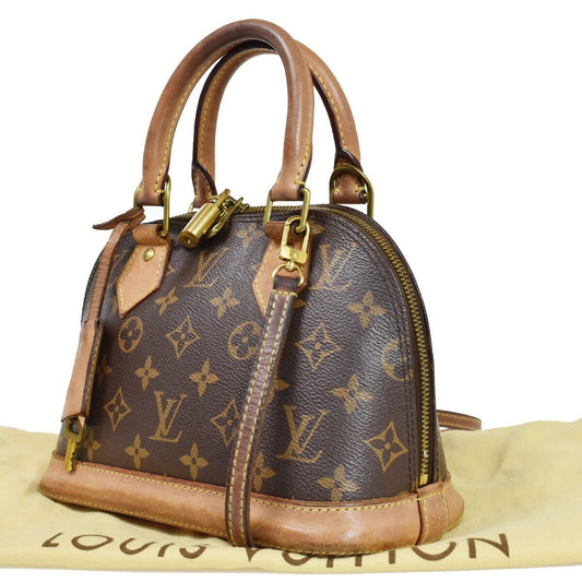 LOUIS VUITTON Alma BB 2Way Hand Bag Monogram Leather Brown Gold M53152 15YC243