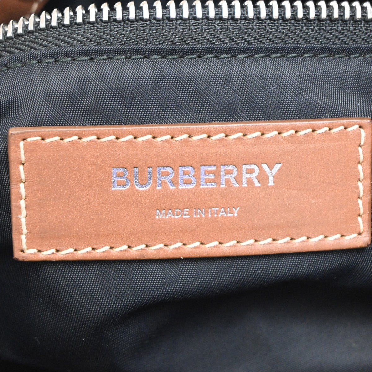 BURBERRY Logo Travel Hand Bag Nylon Leather Brown SHW Italy 69YH285