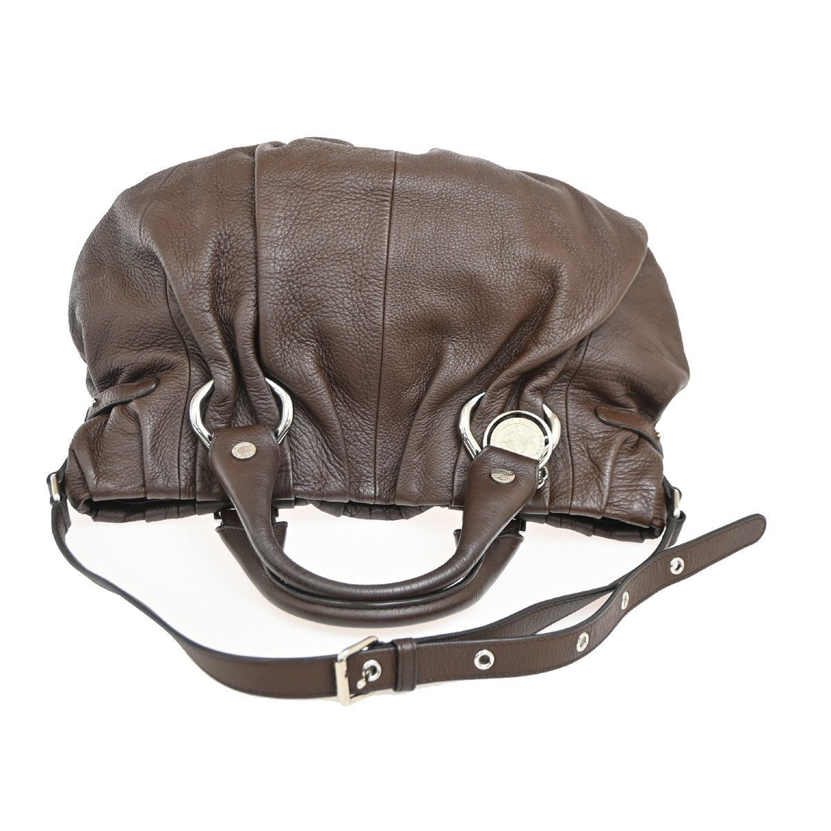 CELINE Logo Macadam 2Way Shoulder Hand Tote Bag Leather Brown SHW 76RL500