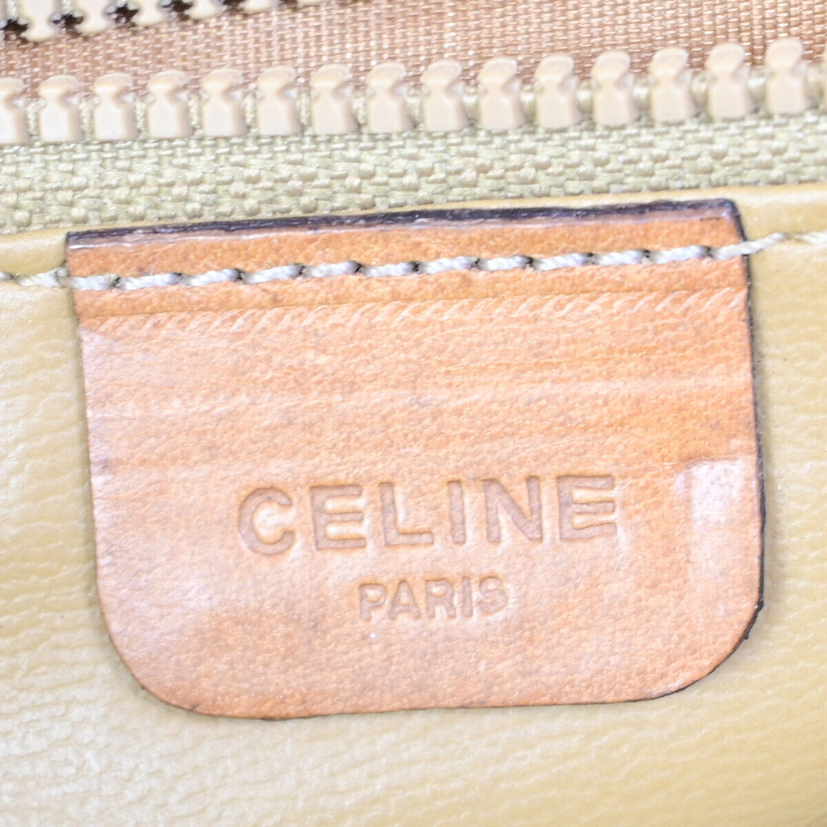 CELINE Logo Macadam Pattern Clutch Hand Bag PVC Leather Beige Brown GHW 01YF603