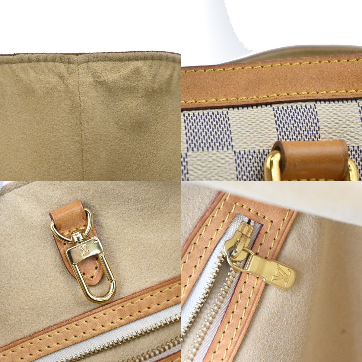 LOUIS VUITTON Hampstead PM Shoulder Bag Damier Azur Leather White N51207 75AA082