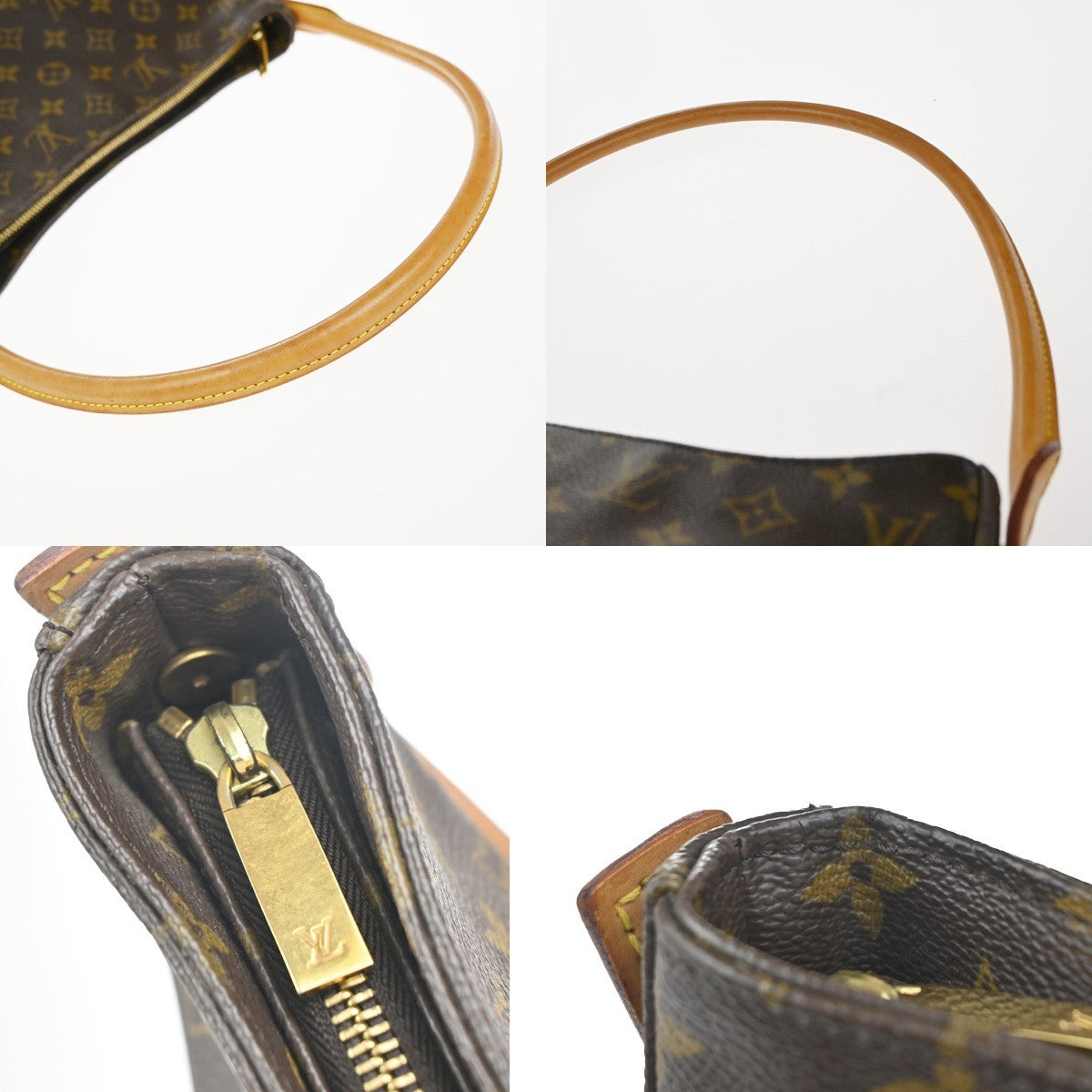 LOUIS VUITTON Logo Looping GM Shoulder Bag Monogram Leather Brown M51145 96KP403