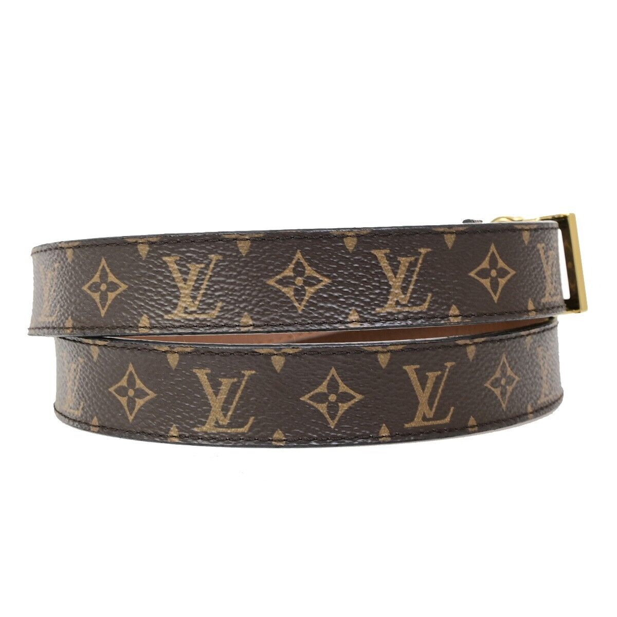 LOUIS VUITTON Dauphine Belt Monogram Leather Brown GHW Spain M0196 39FB176