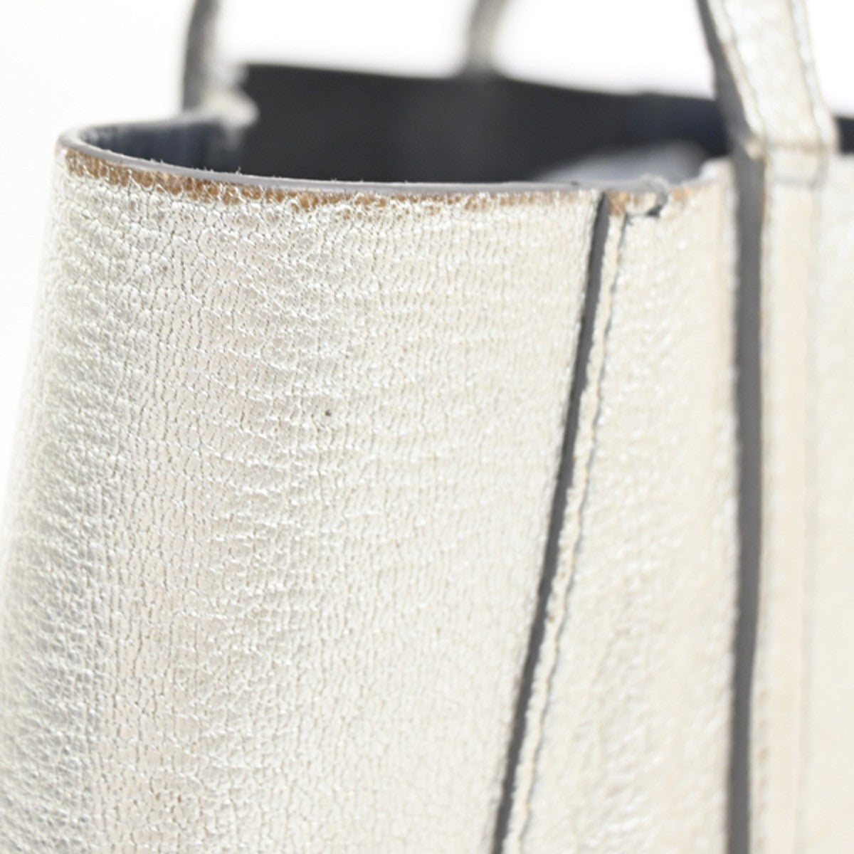 BALENCIAGA Logo Everyday Tote Hand Bag Leather Silver SHW 09CA906