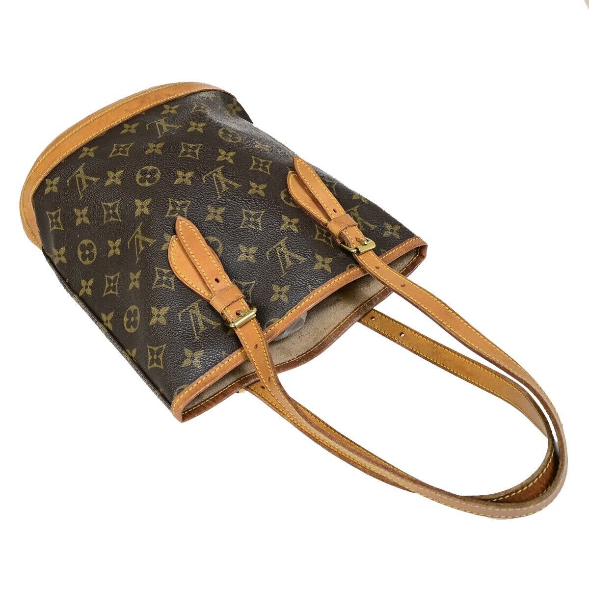 LOUIS VUITTON BUCKET PM Shoulder Tote Bag Monogram Leather Brown M42238 31FA771
