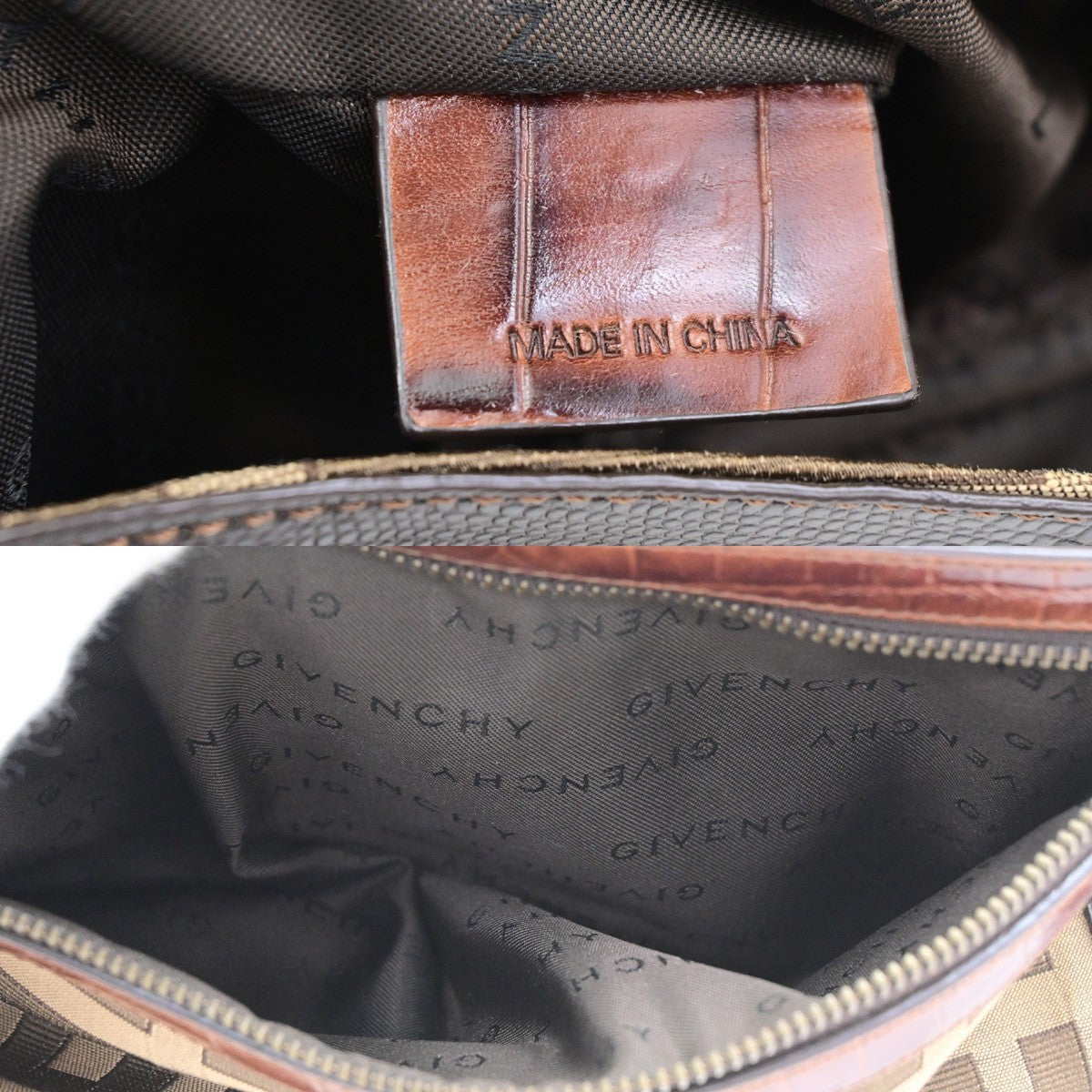 GIVENCHY Logo Shoulder Hand Bag Canvas Leather Brown GHW 62CB042