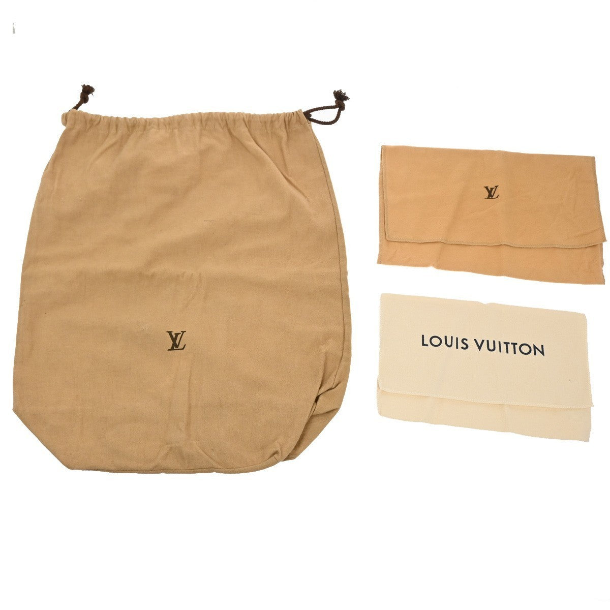 LOUIS VUITTON Logo 10 Set Dust Bag Drawstring Canvas Cotton Beige Brown 01KB912