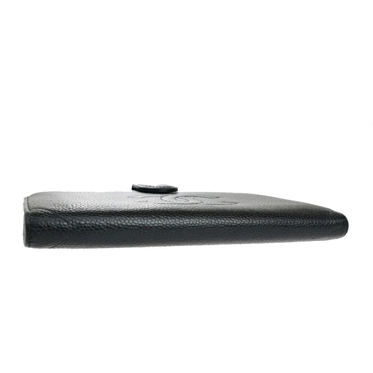 CHANEL CC Long Bifold Wallet Purse Caviar Skin Leather Black GHW Vintage 30SH861