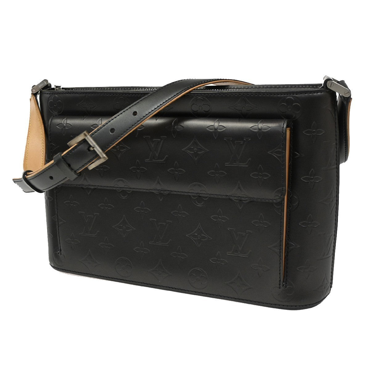 LOUIS VUITTON Alston Shoulder Bag Monogram Mat Leather Noir M55122 98TA397