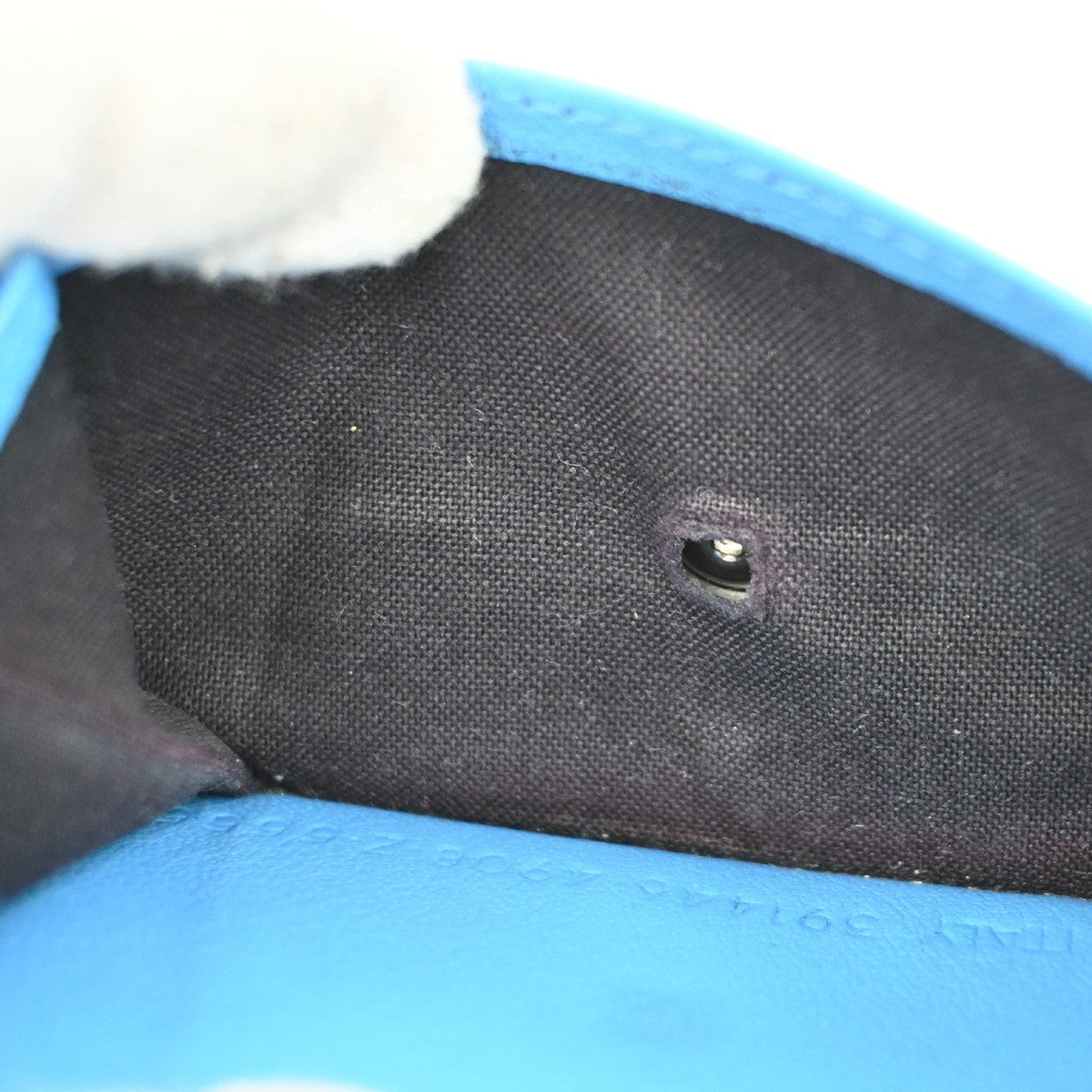 BALENCIAGA Logo Paper Mini Trifold Wallet Purse Leather Blue SHW Italy 68KB334