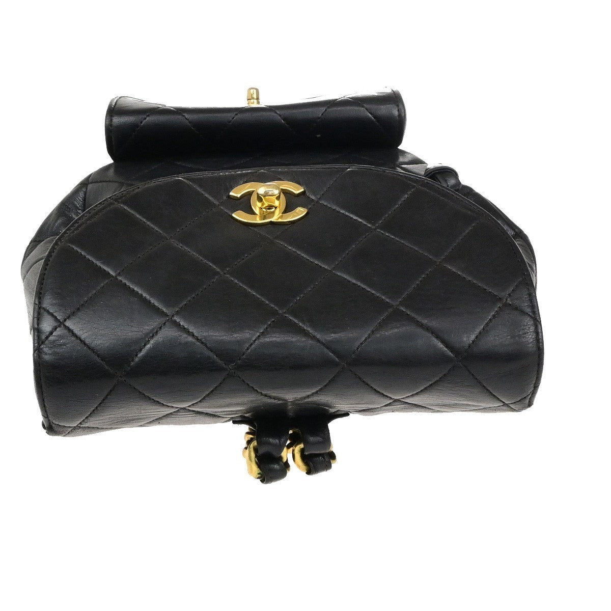 CHANEL CC Logo Matelasse Chain Backpack Bag Leather Black GHW France 317RK756