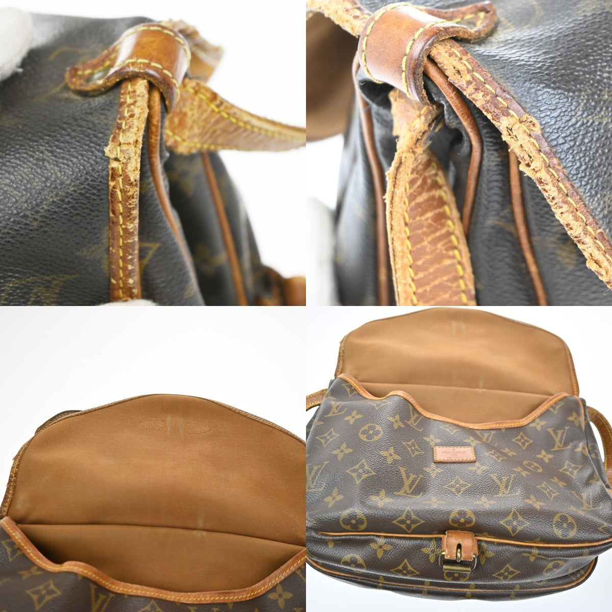 LOUIS VUITTON Logo Saumur 30 Shoulder Bag Monogram Leather Brown M42256 86MA434