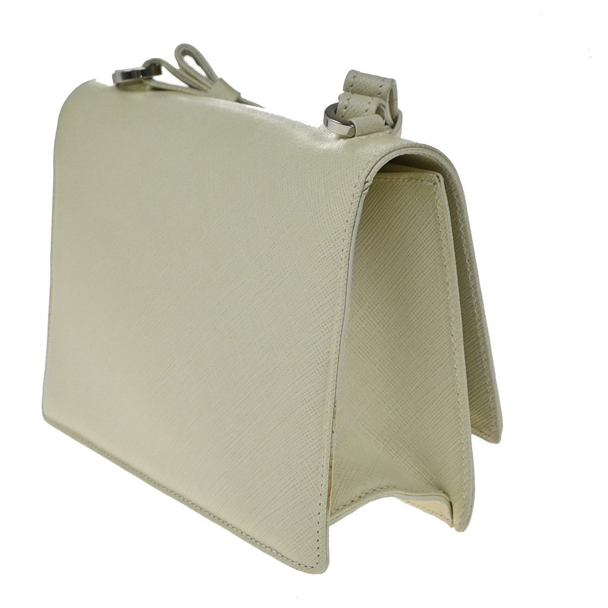 SALVATORE FERRAGAMO Gancini Chain Mini Shoulder Bag Leather White SHW 63KP530