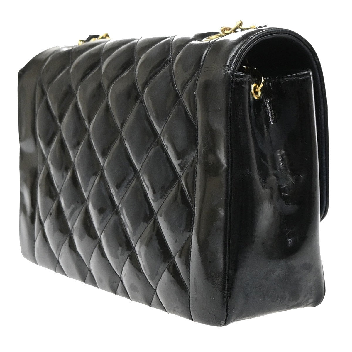 CHANEL CC Diana 25 Matelasse Chain Shoulder Bag Patent Leather BK VTE 678RL966