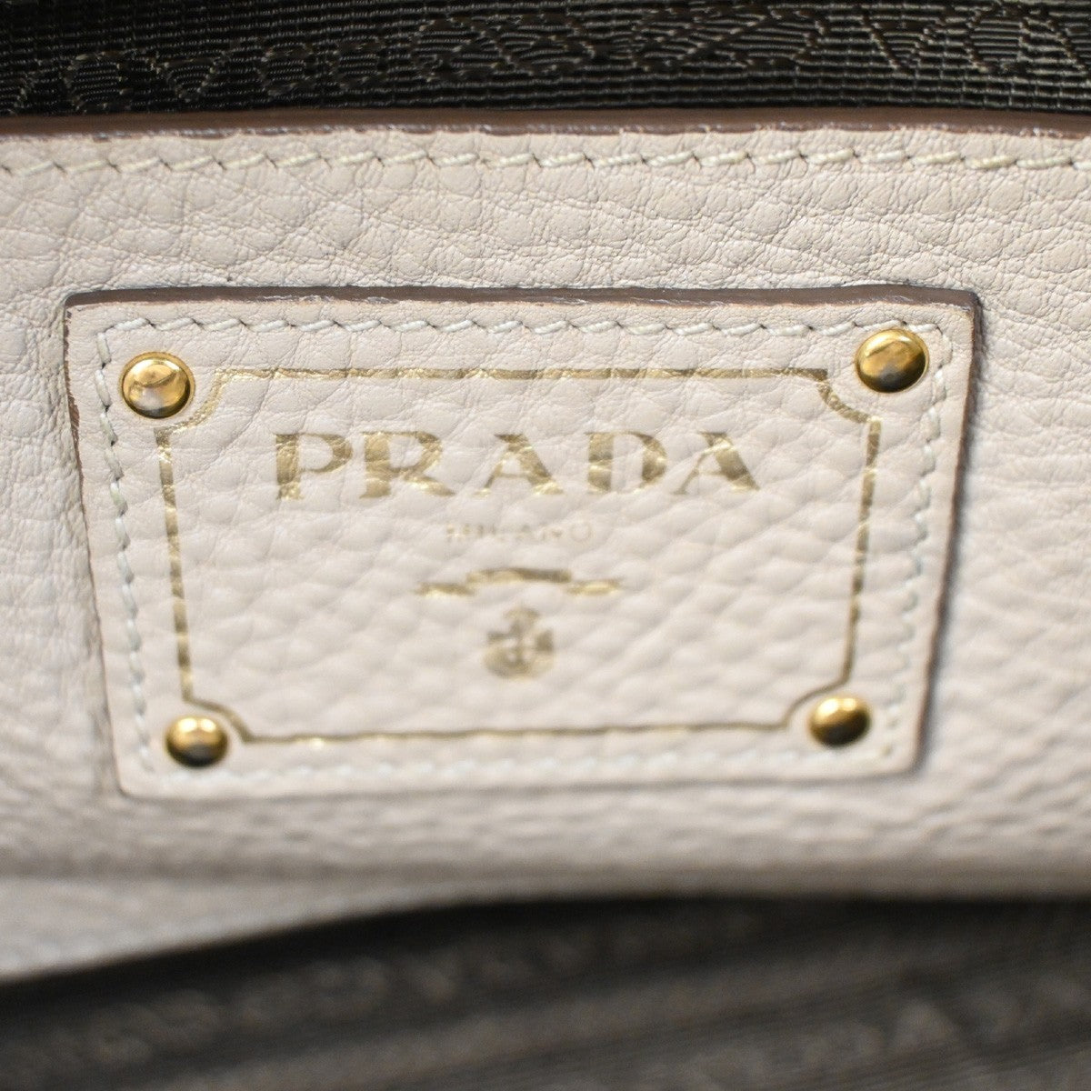 PRADA Logo Large 2Way Shoulder Hand Tote Bag Leather Beige GHW Italy 80KC640