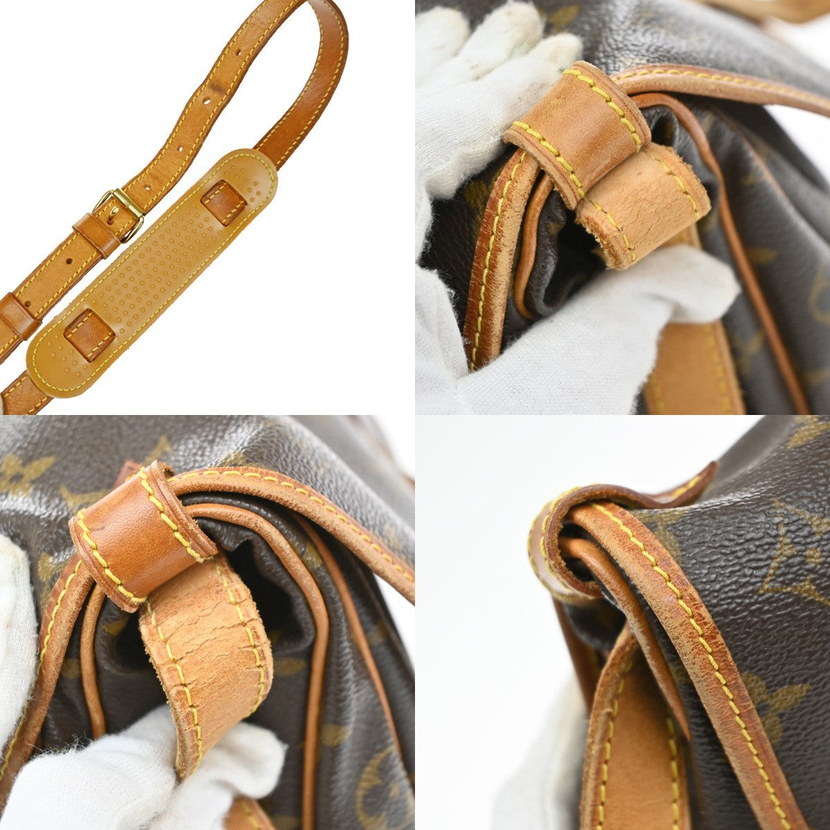 LOUIS VUITTON Logo Saumur 30 Shoulder Bag Monogram Leather Brown M42256 72SA025