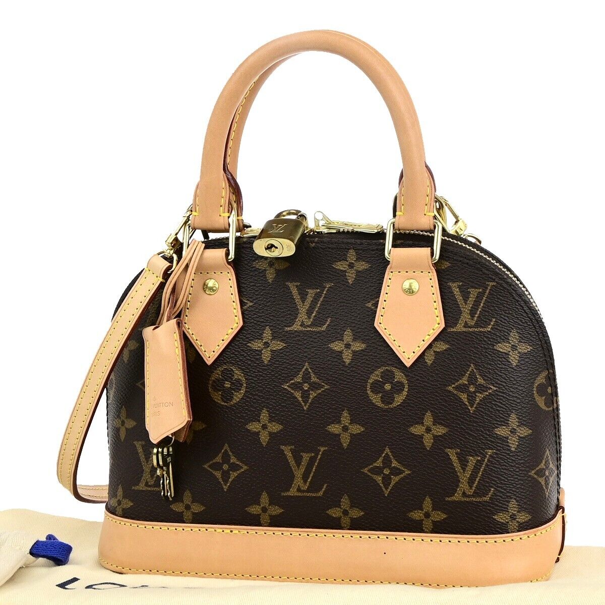 LOUIS VUITTON Alma BB 2Way Hand Bag Monogram Leather Brown Gold M53152 690RF198