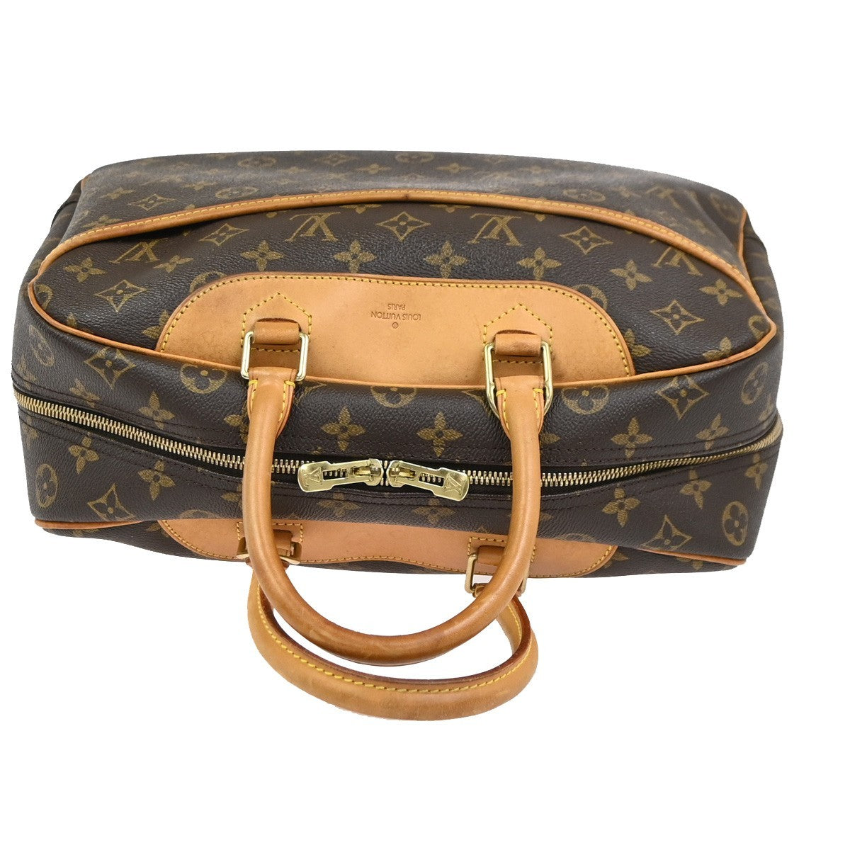 LOUIS VUITTON LV Logo Deauville Hand Bag Monogram Leather Brown M47270 12YH901