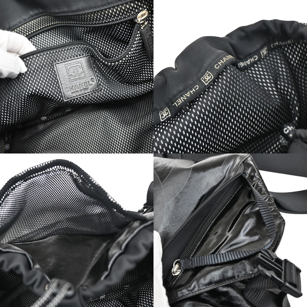 CHANEL Sports CC Logo Crossbody Shoulder Bag Coating Canvas Nylon BK 689RL125