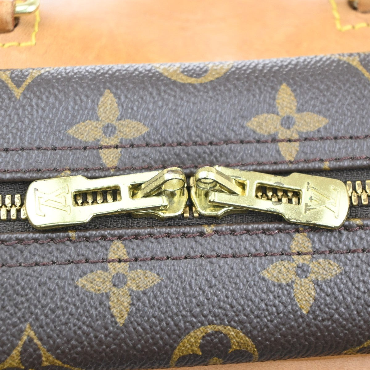 LOUIS VUITTON LV Logo Deauville Hand Bag Monogram Leather Brown M47270 72MA541
