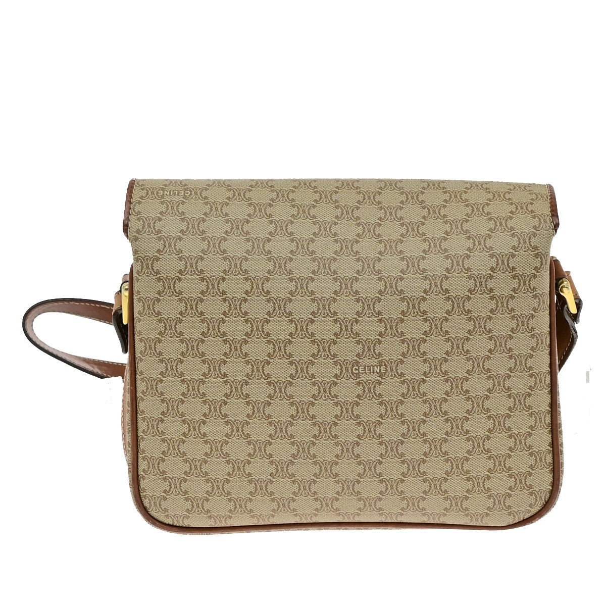 CELINE Logo Macadam Pattern Shoulder Bag PVC Leather Brown GHW Italy 65YH141