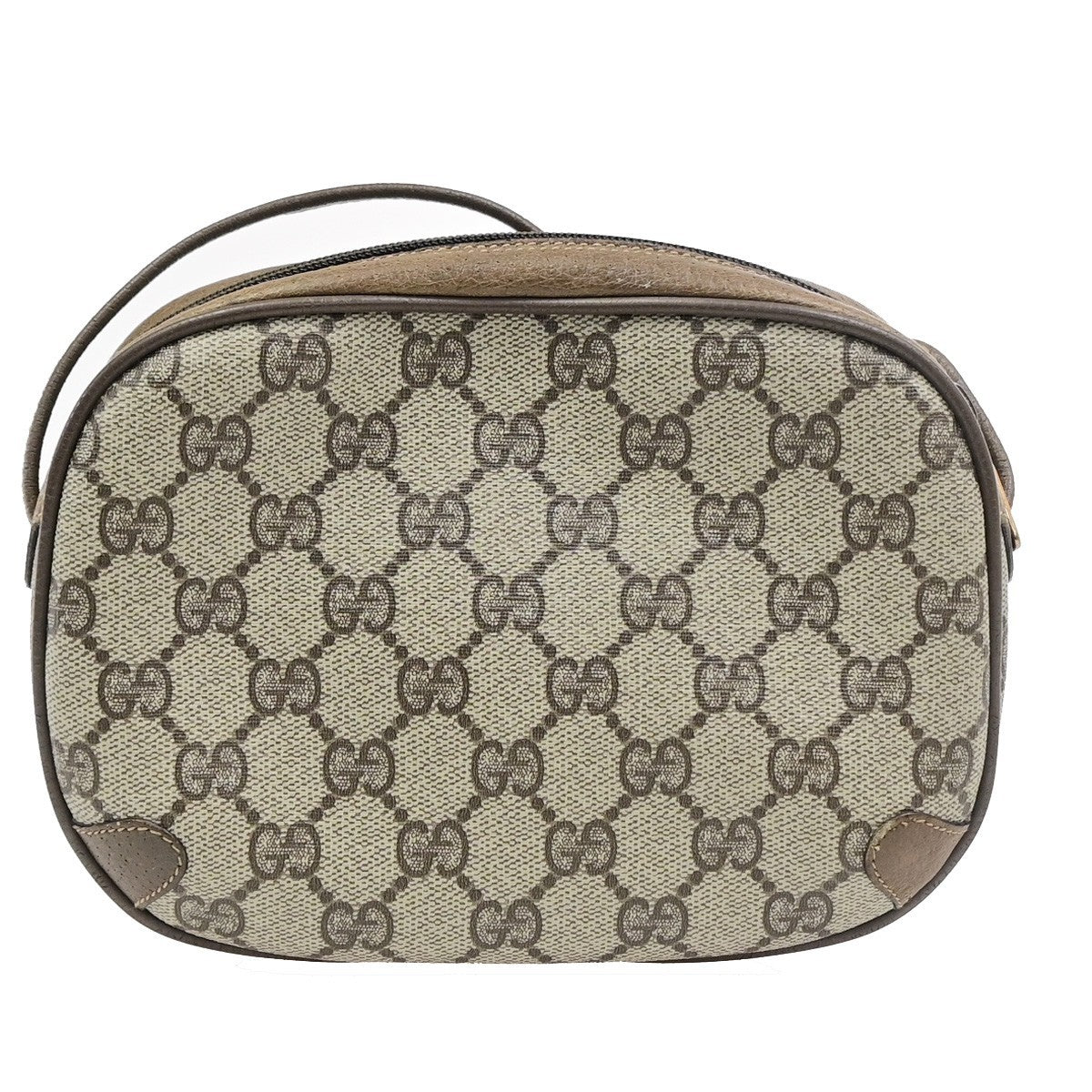 GUCCI Logo Sherry Web GG Pattern Mini Shoulder Bag PVC Leather Brown 68KD111