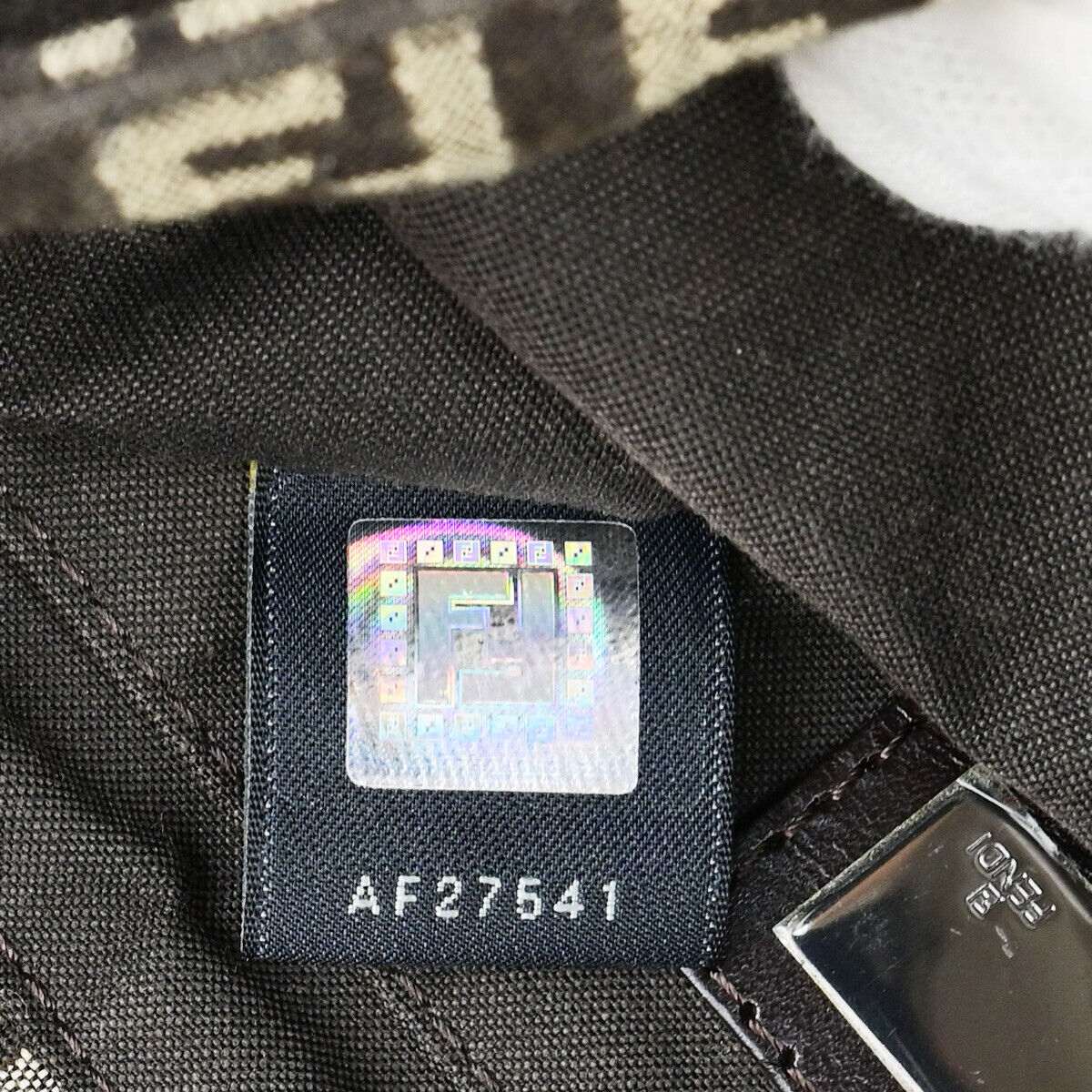 FENDI Logo Zucchino Shoulder Bag Canvas Leather Brown SHW Italy 70SJ496