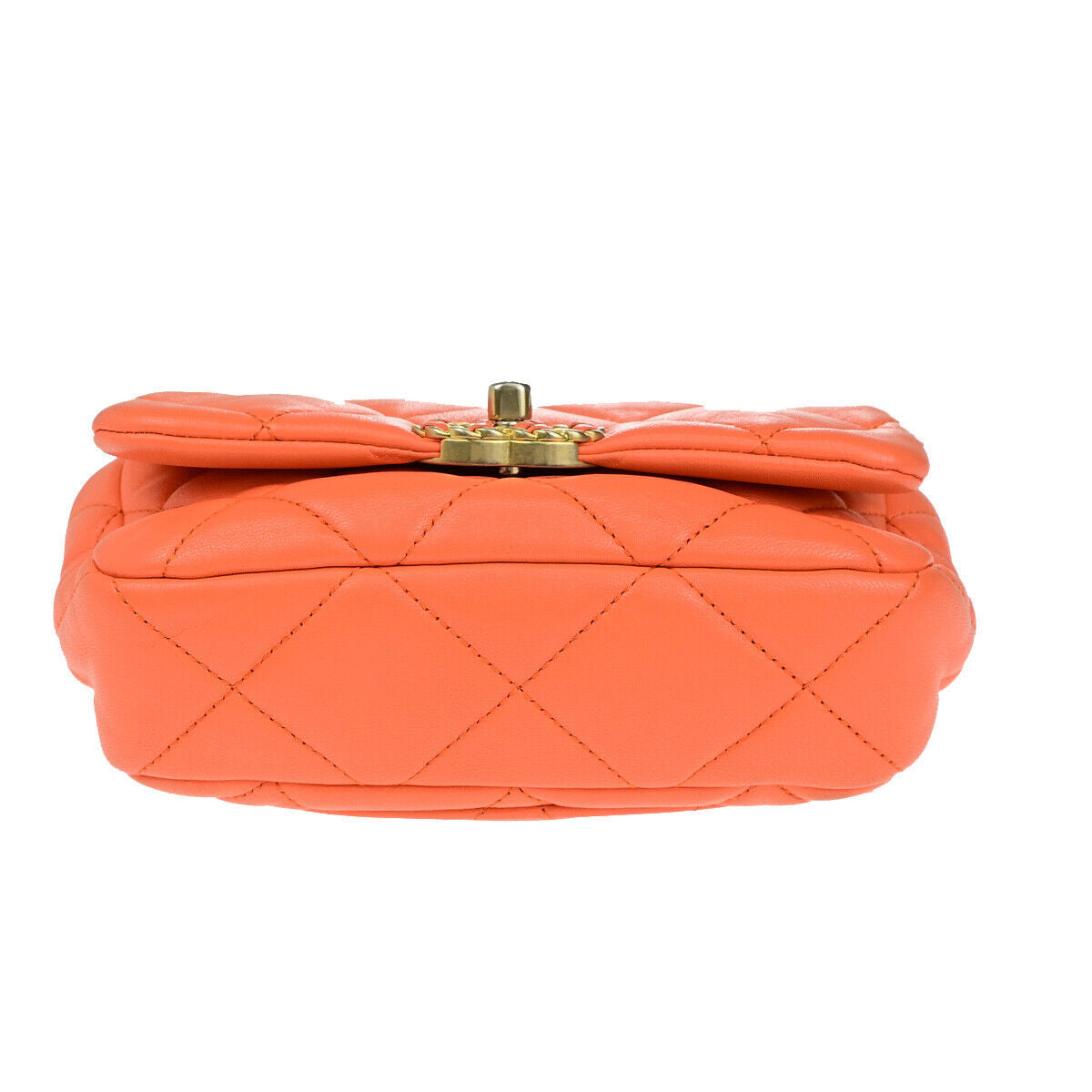 CHANEL 19 CC Logo Quilted Chain Waist Bum Body Bag Leather Orange GHW 813RK713