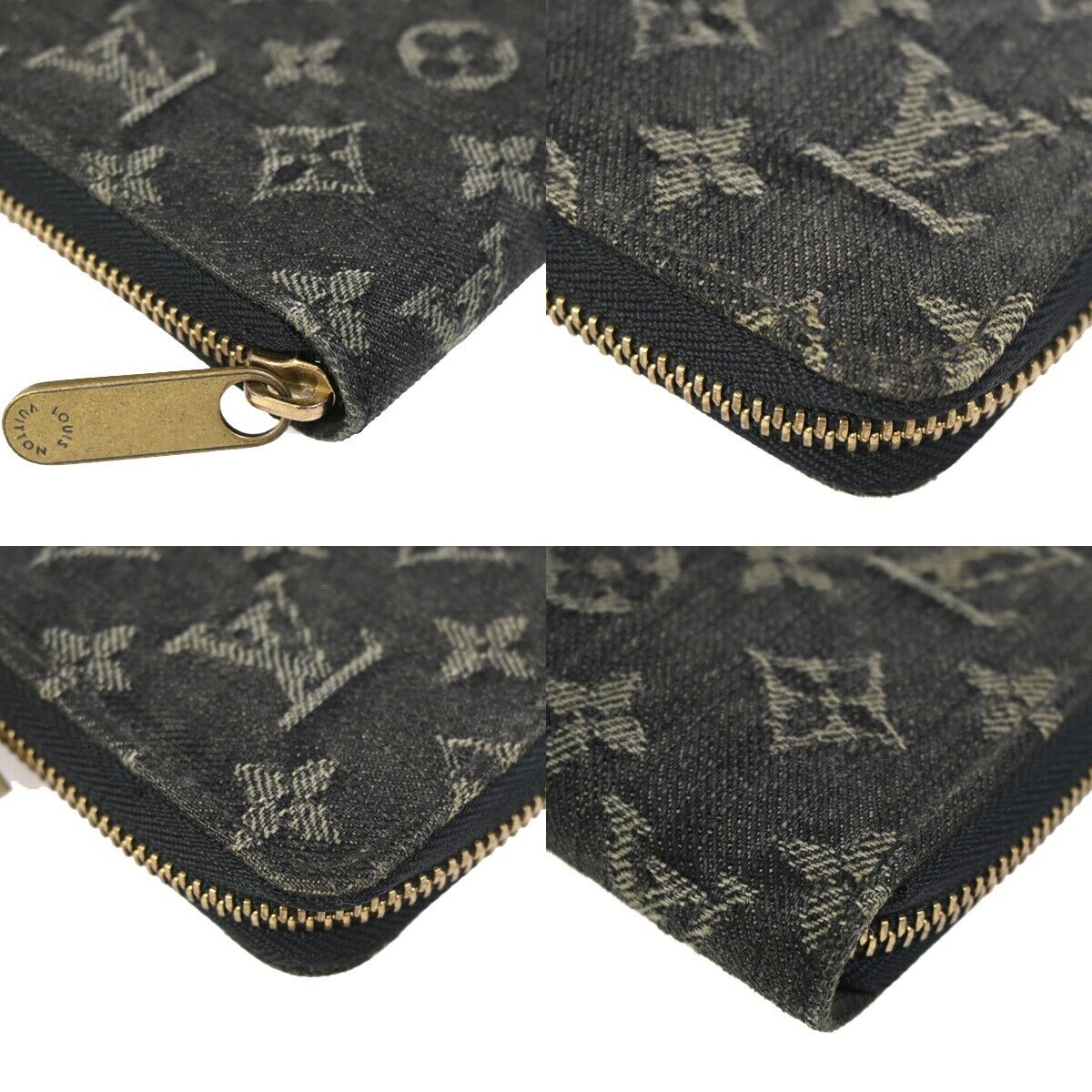 LOUIS VUITTON Zippy Round Long Wallet Monogram Denim Leather Blue M95614 44RF138