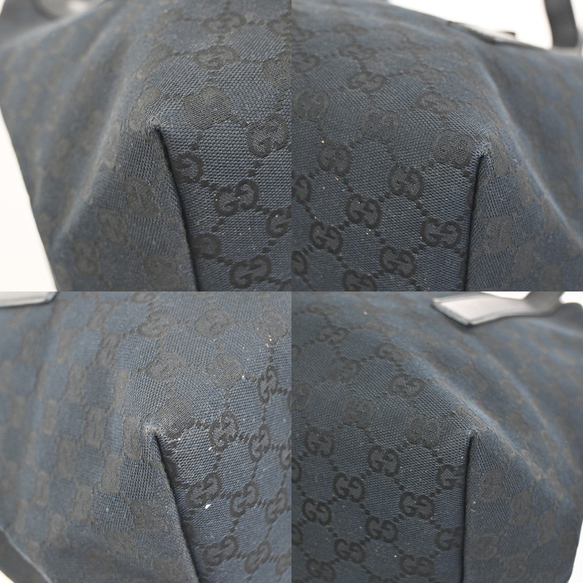 GUCCI Logo GG Pattern Shoulder Tote Bag Canvas Leather Black SHW Italy 80KD022