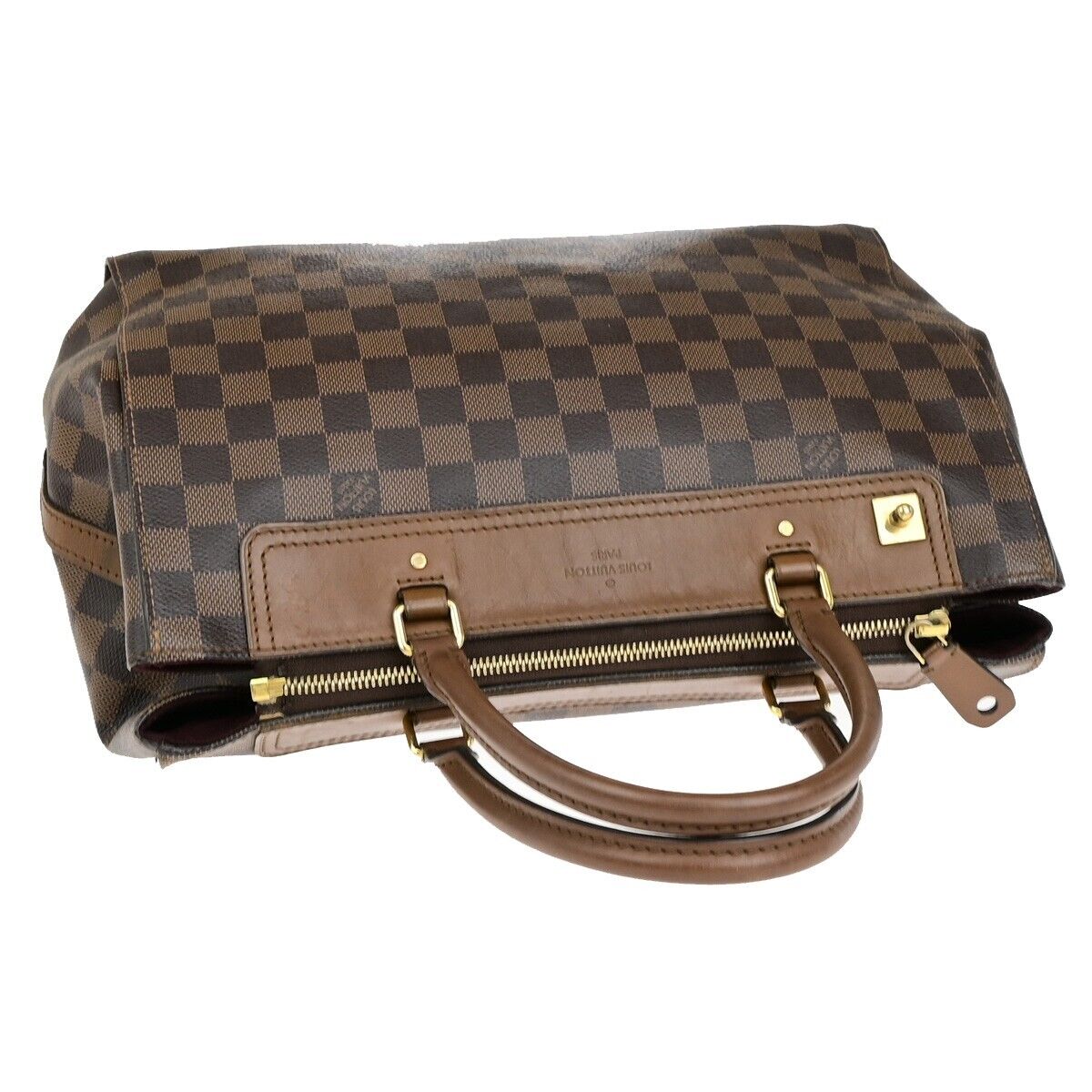 LOUIS VUITLOUIS LV Logo Greenwich Hand Bag Damier Leather Brown N41337 79ED031