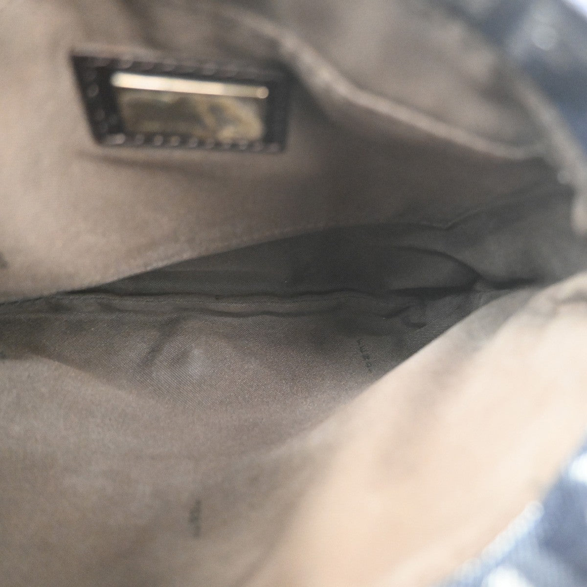 FENDI Logo Zuccino Flap Shoulder bag Canvas Leather Blue SHW Italy 85MA113