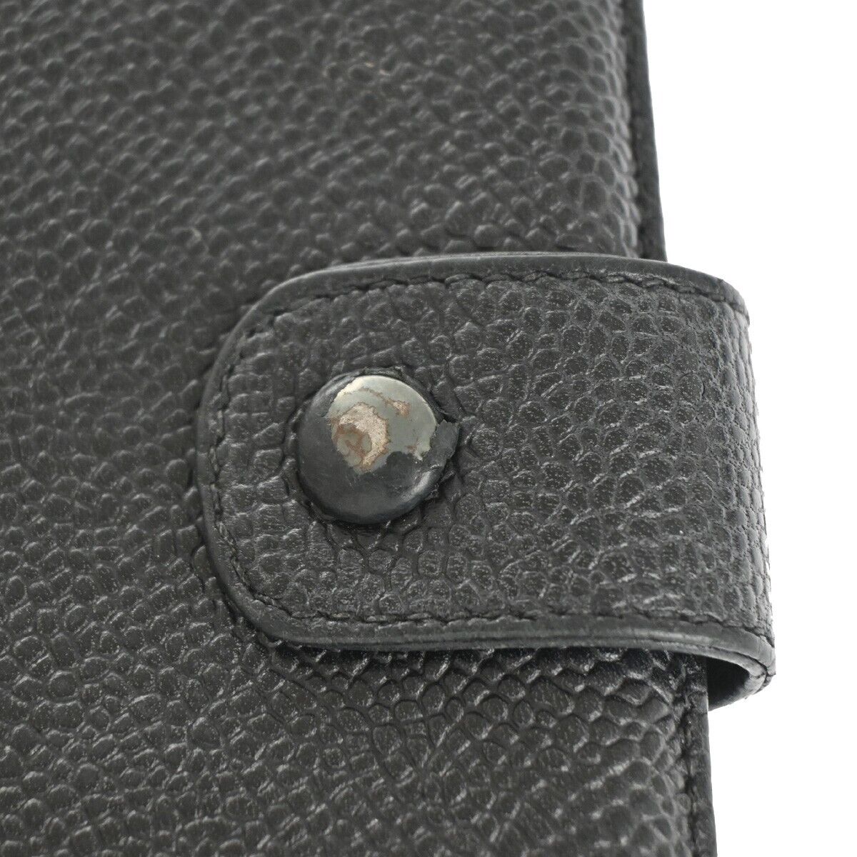 CHANEL CC Long Bifold Wallet Purse Caviar Skin Leather Black GHW Vintage 68YD942