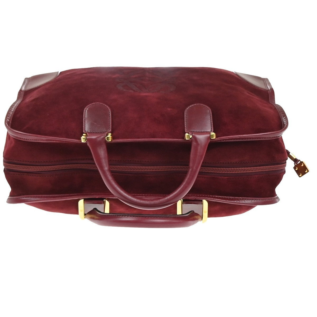 LOEWE Logo Amazona Anagram Shoulder Hand Bag Suede Leather Red GHW Spain 75MA403
