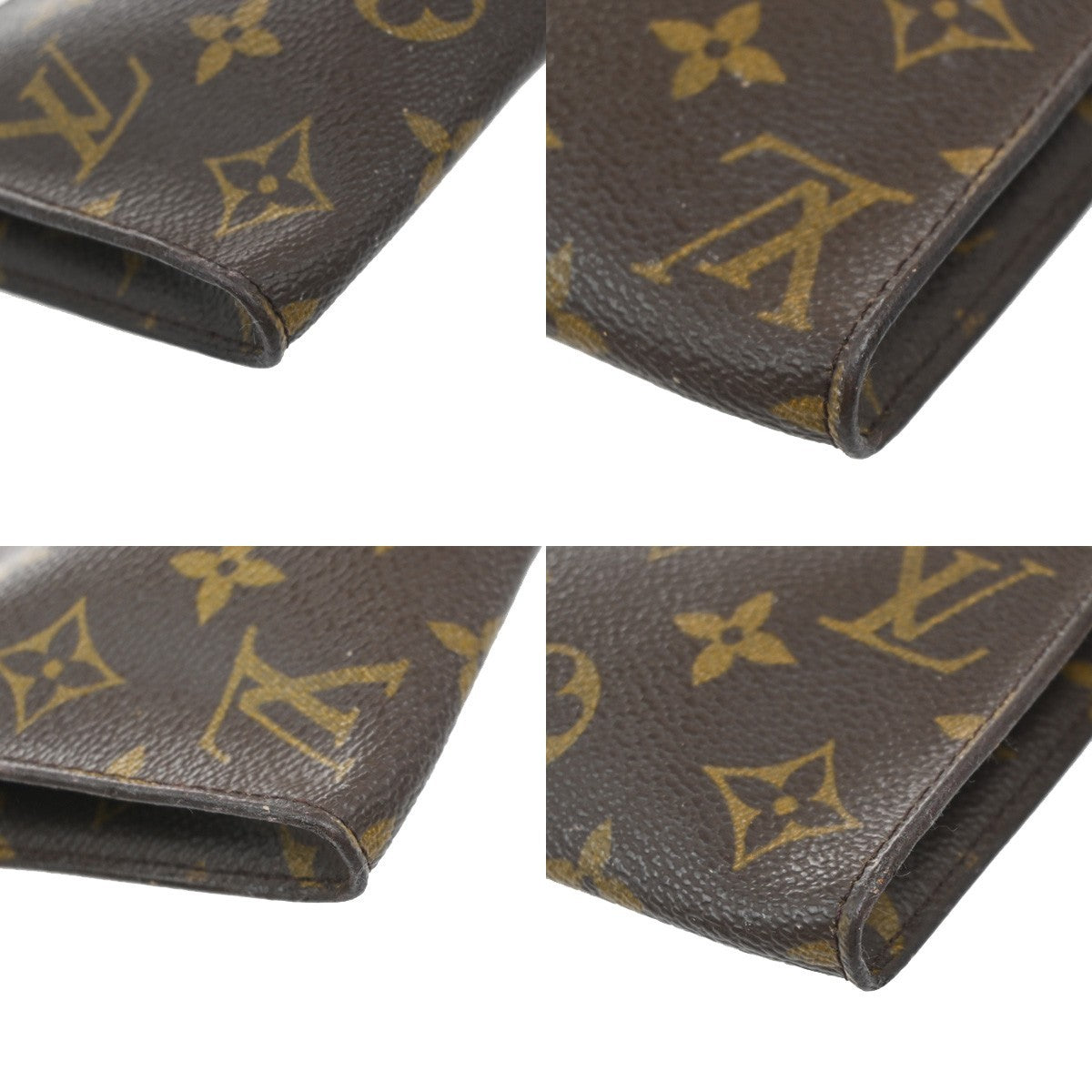 LOUIS VUITTON LV Logo Bucket GM Pouch Bag Monogram Leather Brown Gold 66KP601