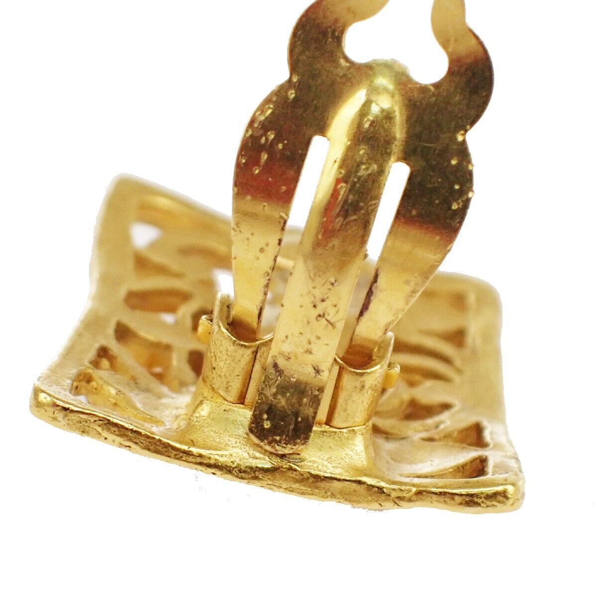 CHANEL CC Logo Earrings Square Clip-On  Gold 95A France Accessory 16RF017