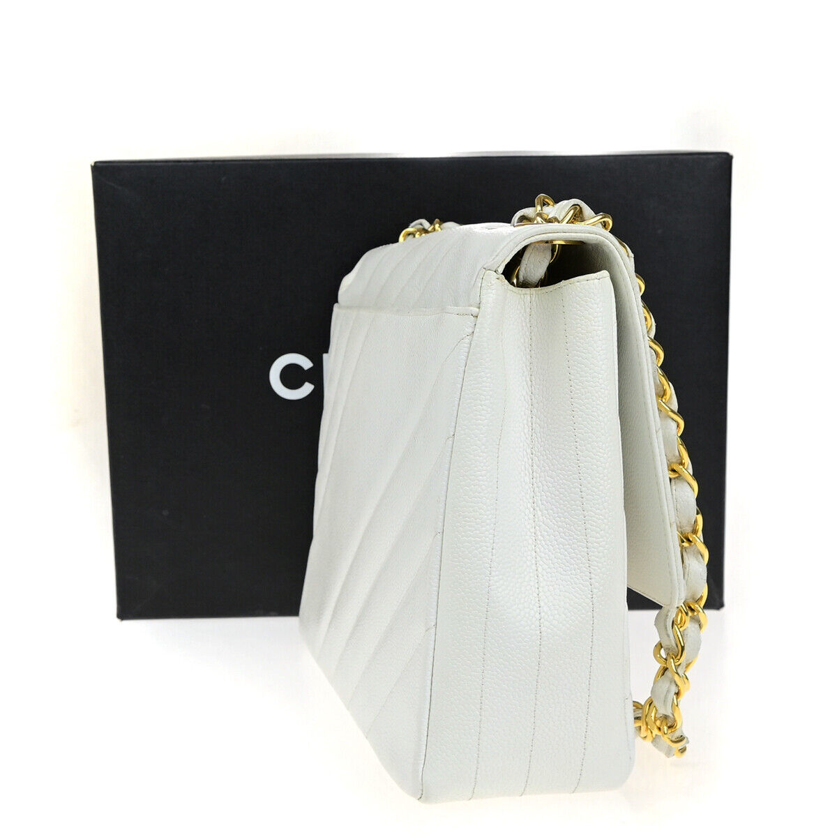 CHANEL CC Bias Stitch 30 Chain Shoulder Bag Grained Calfskin Leather WE 805RK698