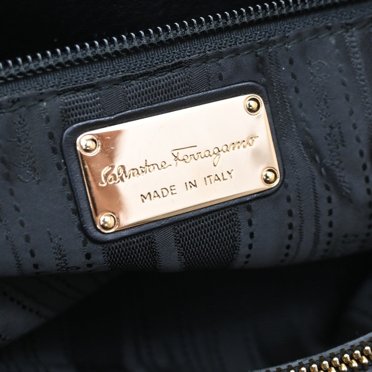 SALVATORE FERRAGAMO Gancini 2Way Shoulder Bag Leather Black GHW Italy 81RL585