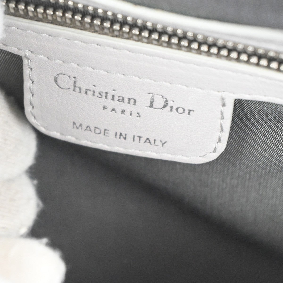 CHRISTIAN DIOR CD LOGO Karenina Hand Bag Leather Gray Italy 72KC914