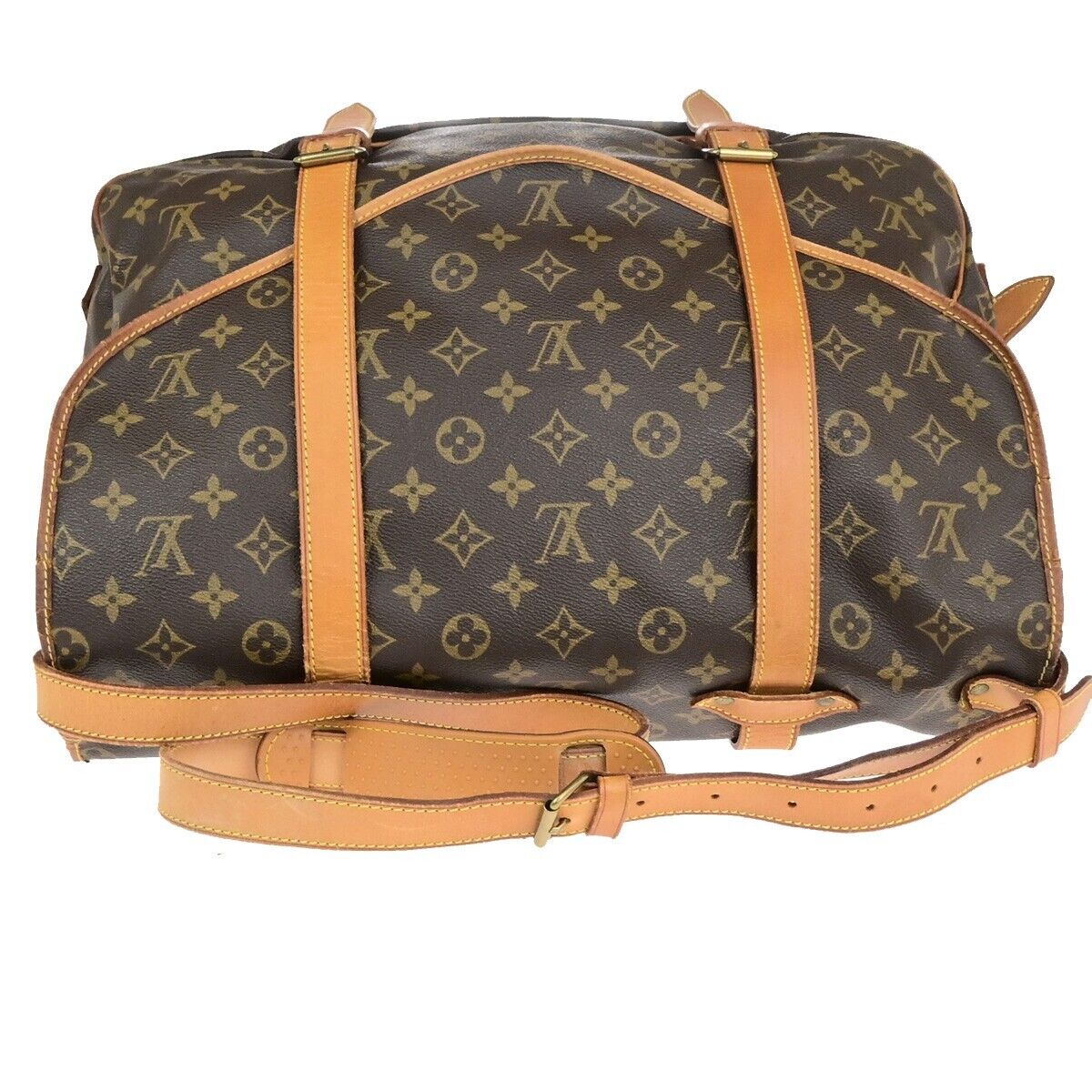 LOUIS VUITTON Logo Saumur 43 Shoulder Bag Monogram Leather Brown M42252 31ED337