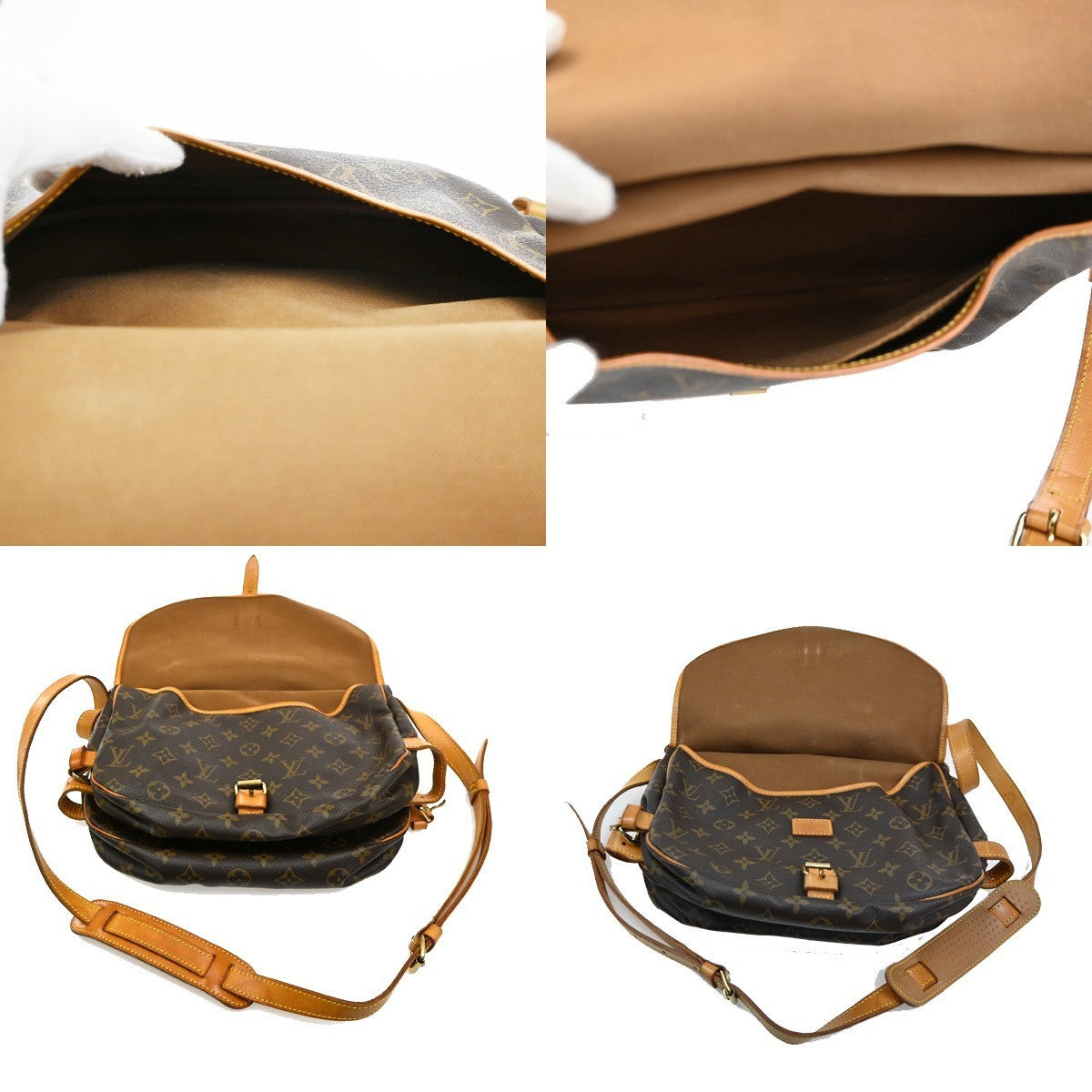 LOUIS VUITTON Logo Saumur 30 Shoulder Bag Monogram Leather Brown M42256 19CA490