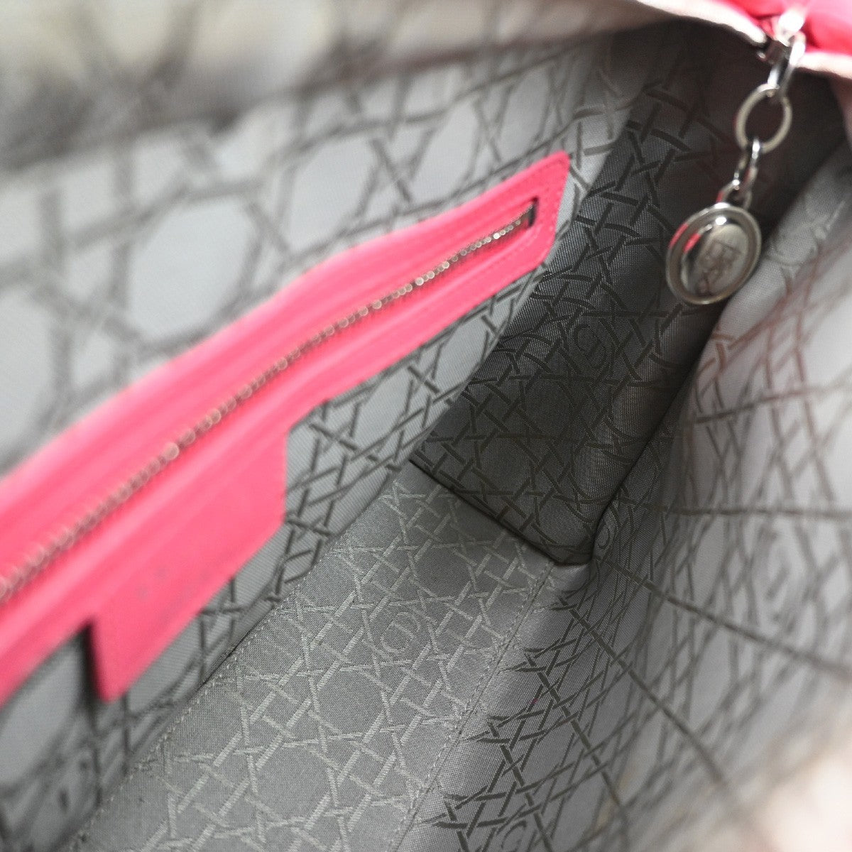 CHRISTIAN DIOR Lady Cannage 2Way Shoulder Hand Bag Leather Pink SHW 683RF675