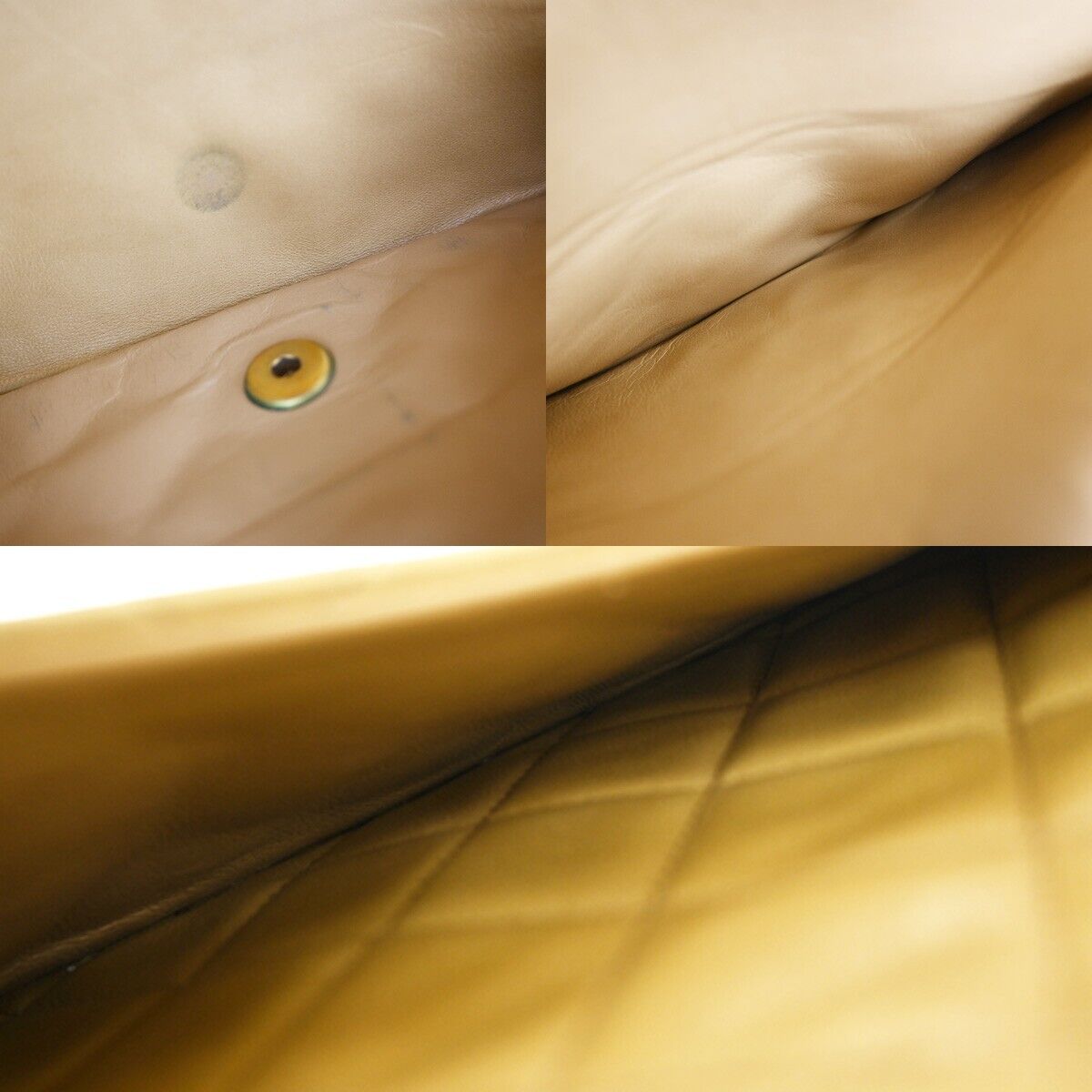 CHANEL CC Matelasse 25 Double Flap Chain Shoulder Bag Leather Beige GHW 381RJ843