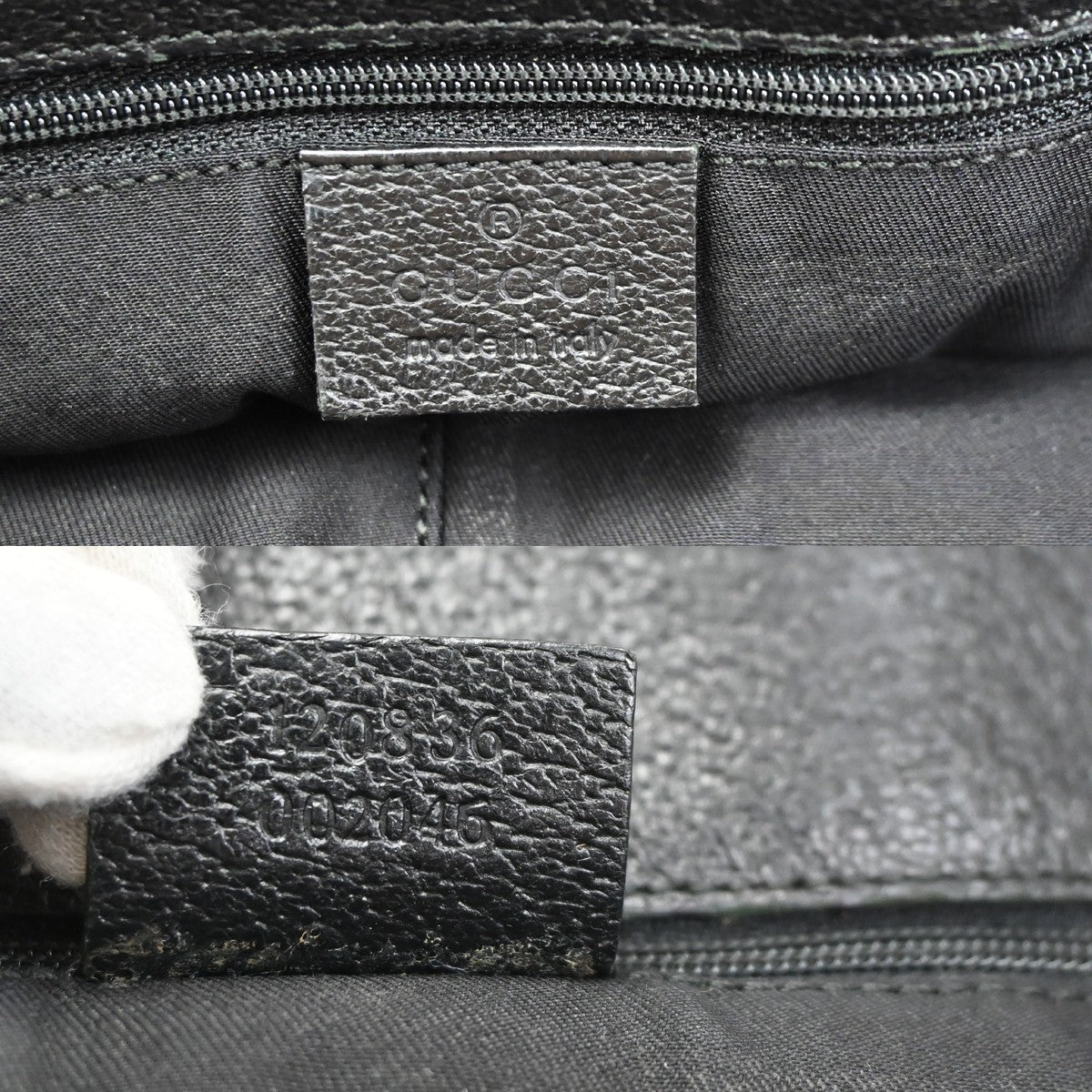 GUCCI Logo GG  Pattern Tote Shoulder Bag Canvas Leather  Black SHW Italy 67KC115
