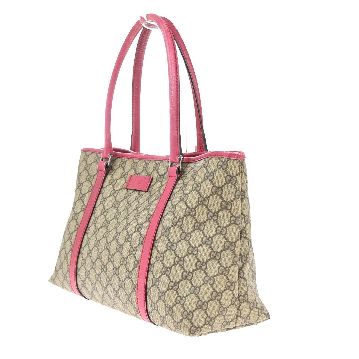 GUCCI Logo GG Pattern Shoulder Hand Bag Supreme Leather Beige Pink Italy 36MA427
