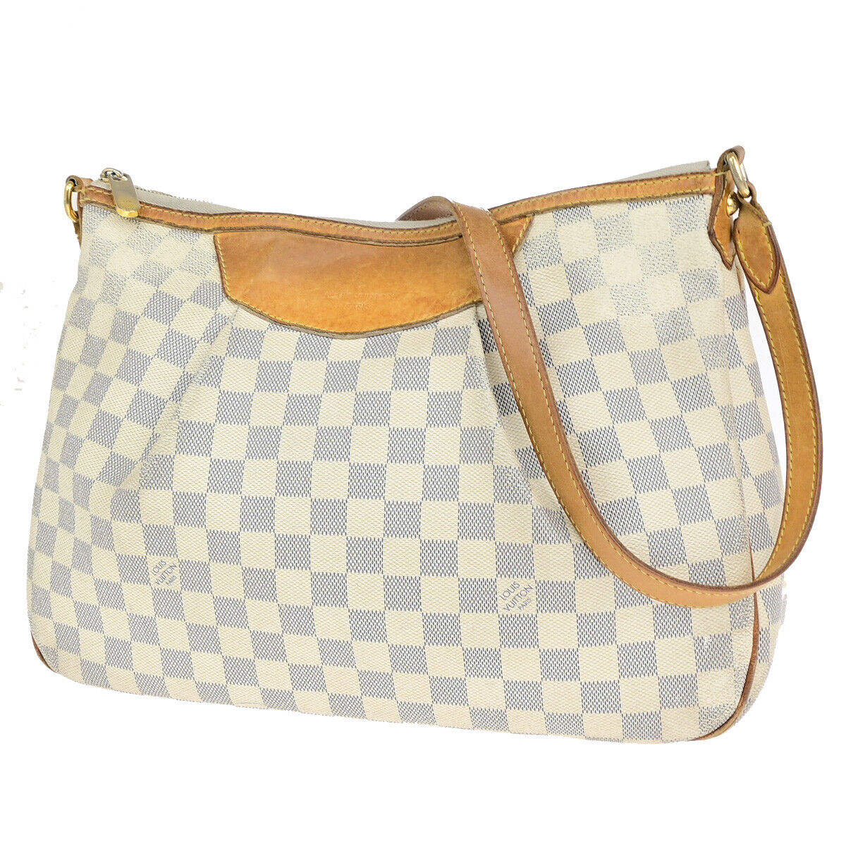 LOUIS VUITTON Siracusa MM Shoulder Bag Damier Azur Leather White N41112 37YG611