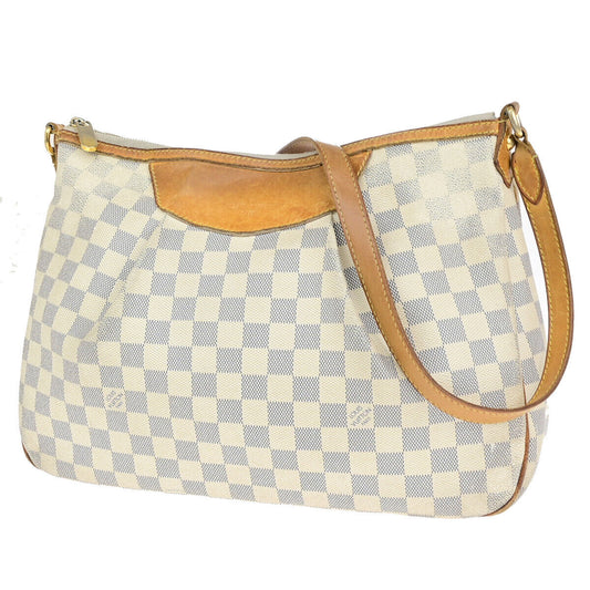 LOUIS VUITTON Siracusa MM Shoulder Bag Damier Azur Leather White N41112 37YG611