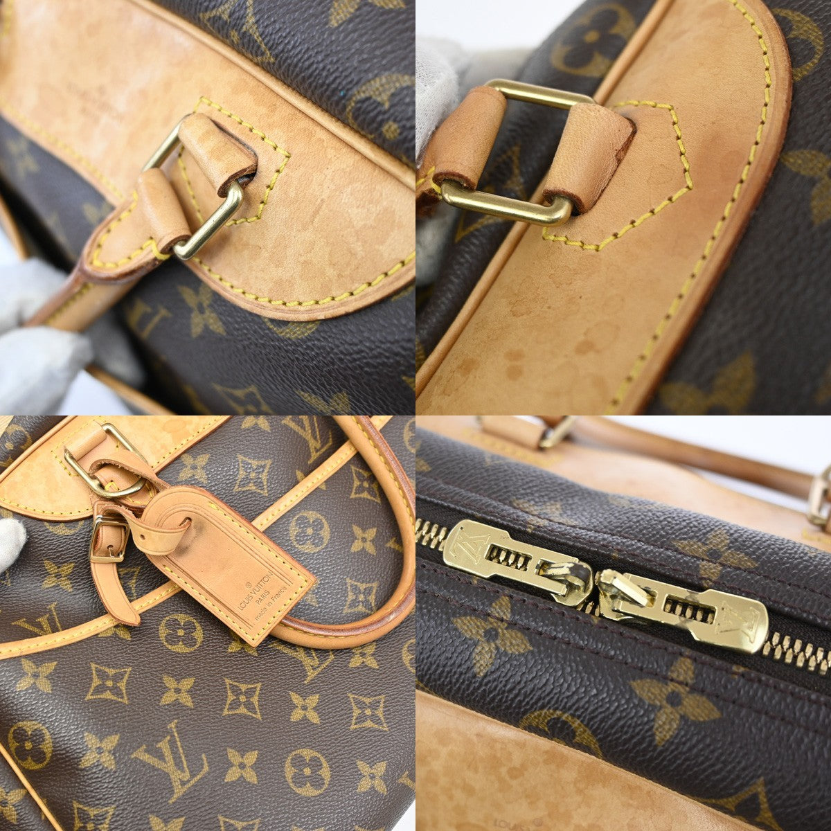 LOUIS VUITTON LV Logo Deauville Hand Bag Monogram Leather Brown M47270 32CA250