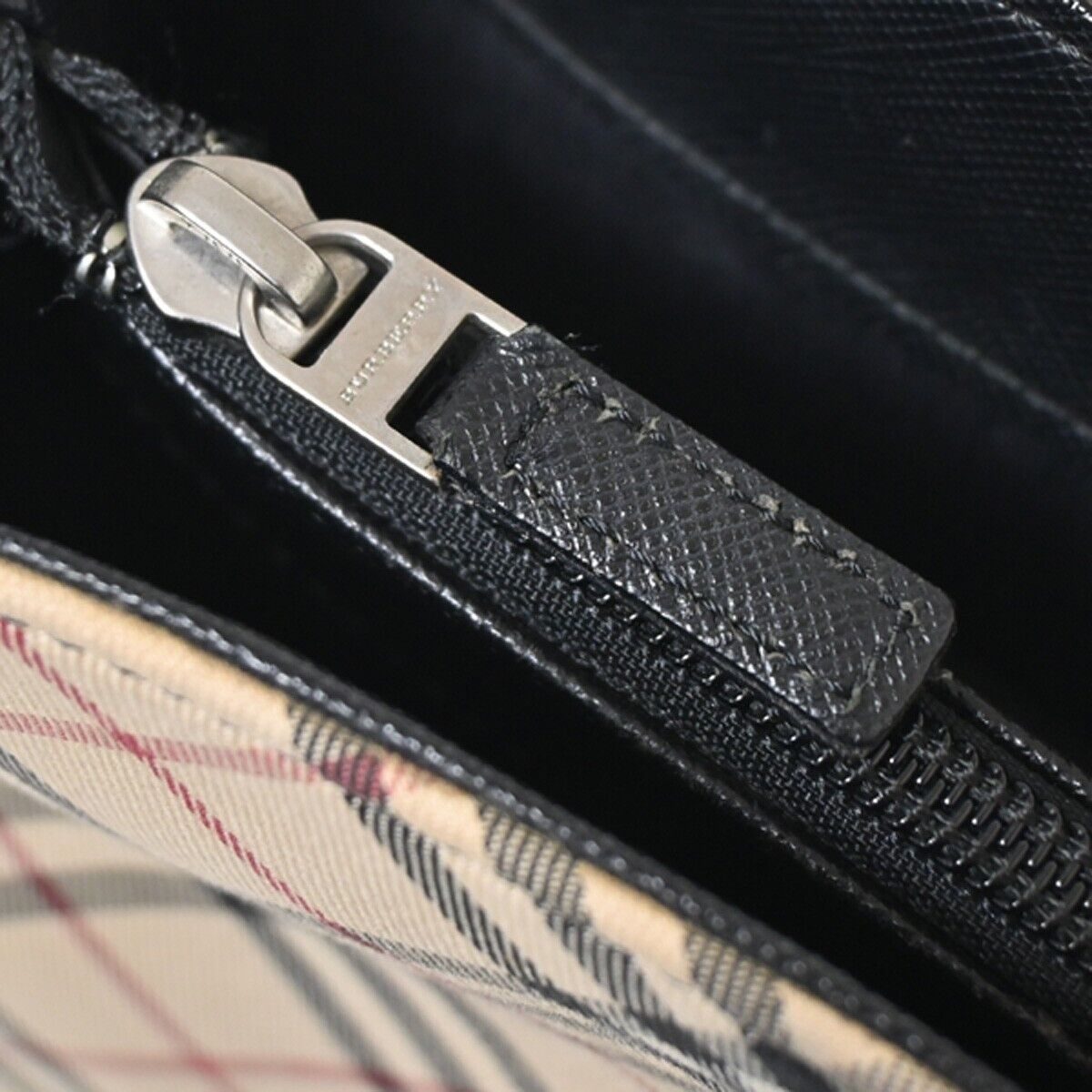 BURBERRY Logo Nova Check Hand Tote Bag Canvas Leather Beige Black Silver 69HB709